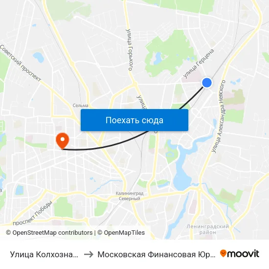 Улица Колхозная (Из Центра) to Московская Финансовая Юридическая Академия map