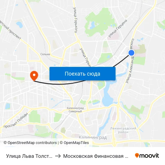 Улица  Льва Толстого (Из Центра) to Московская Финансовая Юридическая Академия map