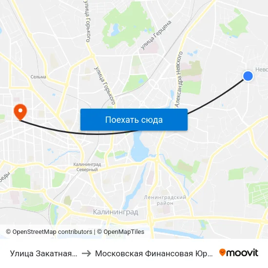 Улица Закатная (Из Центра) to Московская Финансовая Юридическая Академия map