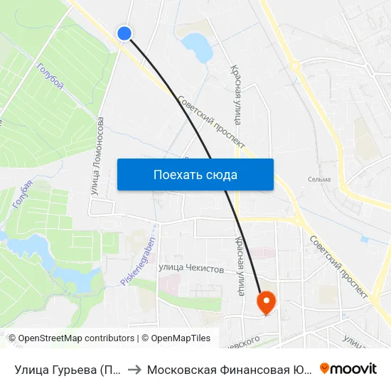 Улица Гурьева (По Требованию) to Московская Финансовая Юридическая Академия map