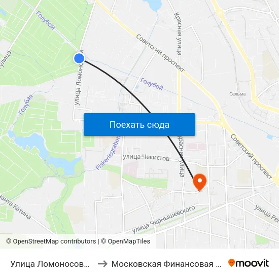 Улица Ломоносова (По Требованию) to Московская Финансовая Юридическая Академия map