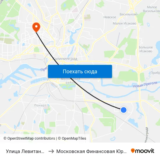 Улица Левитана (Конечная) to Московская Финансовая Юридическая Академия map