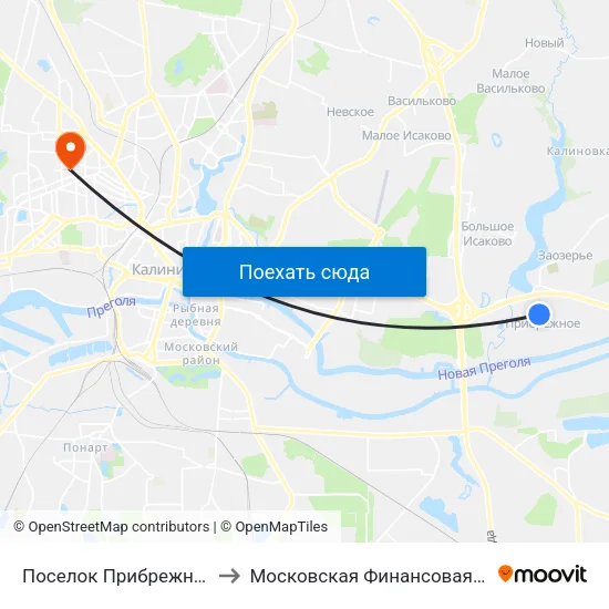 Поселок Прибрежное (По Требованию) to Московская Финансовая Юридическая Академия map