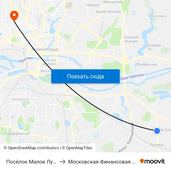Посёлок Малое Луговое (Из Центра) to Московская Финансовая Юридическая Академия map