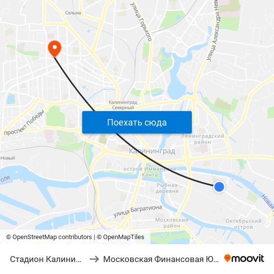 Стадион Калининград (В Центр) to Московская Финансовая Юридическая Академия map