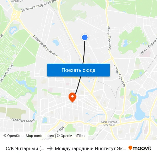С/К Янтарный (Конечная) to Международный Институт Экономики и Права map