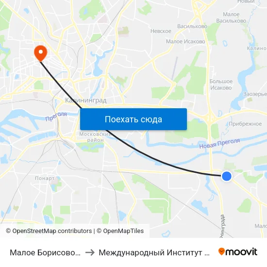 Малое Борисово (Из Центра) to Международный Институт Экономики и Права map