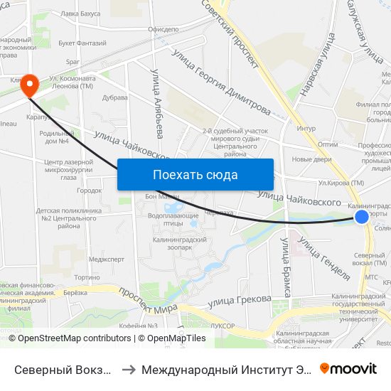 Северный Вокзал (В Центр) to Международный Институт Экономики и Права map