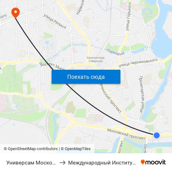 Универсам Московский (В Центр) to Международный Институт Экономики и Права map