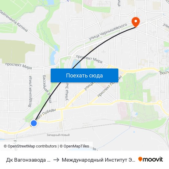 Дк Вагонзавода (Из Центра) to Международный Институт Экономики и Права map