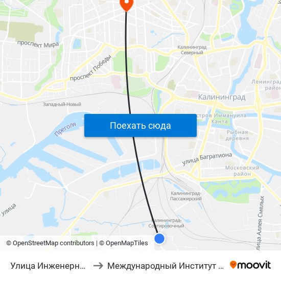 Улица Инженерная (Из Центра) to Международный Институт Экономики и Права map