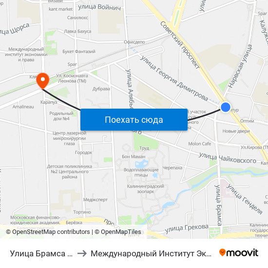 Улица Брамса (В Центр) to Международный Институт Экономики и Права map