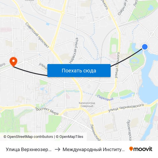 Улица Верхнеозерная (Из Центра) to Международный Институт Экономики и Права map