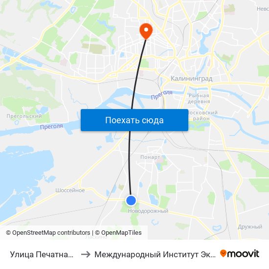 Улица Печатная (В Центр) to Международный Институт Экономики и Права map