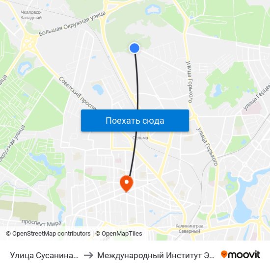 Улица Сусанина (Конечная) to Международный Институт Экономики и Права map