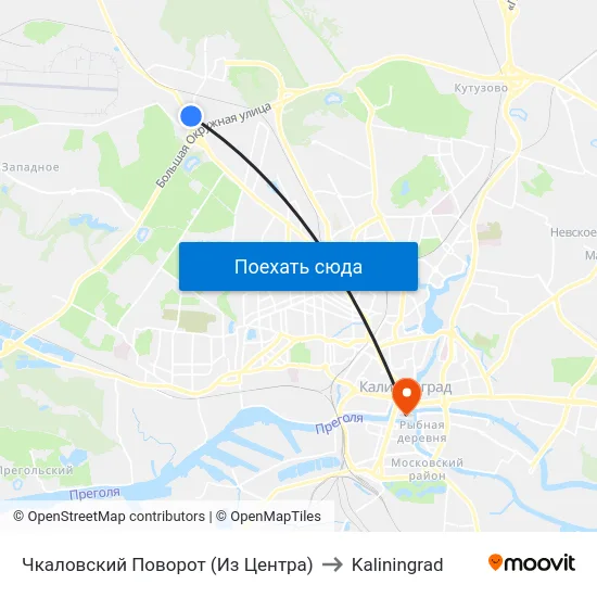 Чкаловский Поворот (Из Центра) to Kaliningrad map