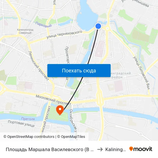 Площадь Маршала Василевского (В Центр) to Kaliningrad map