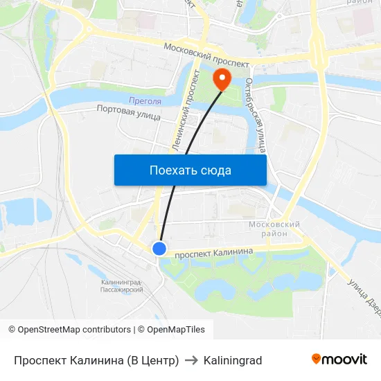 Проспект Калинина (В Центр) to Kaliningrad map