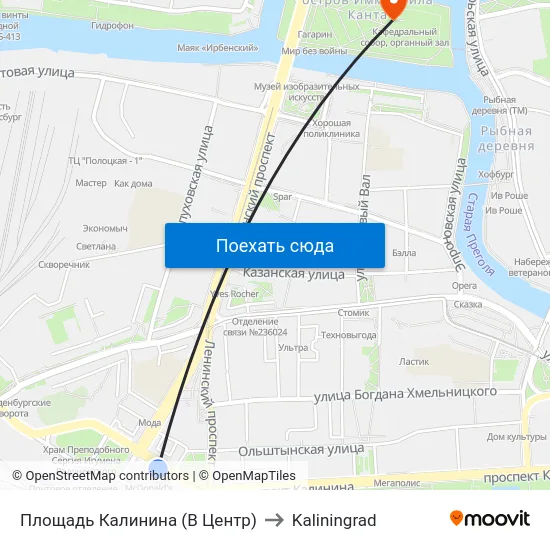 Площадь Калинина (В Центр) to Kaliningrad map