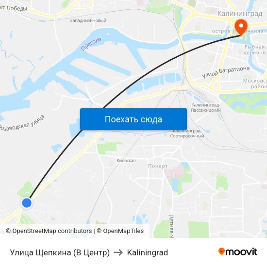 Улица Щепкина (В Центр) to Kaliningrad map