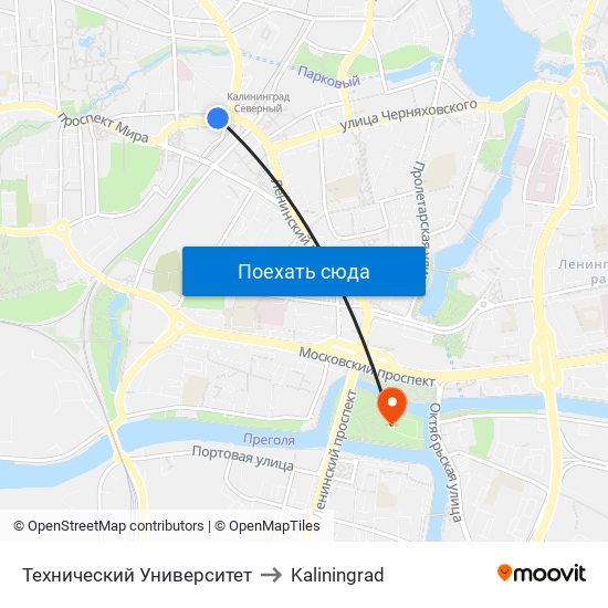 Технический Университет to Kaliningrad map