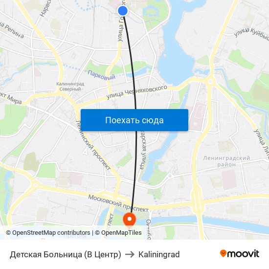 Детская Больница (В Центр) to Kaliningrad map