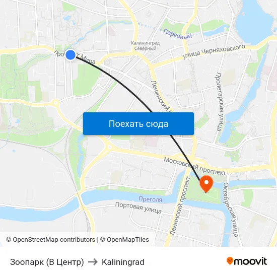 Зоопарк (В Центр) to Kaliningrad map