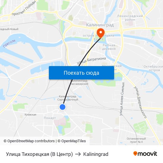 Улица Тихорецкая (В Центр) to Kaliningrad map