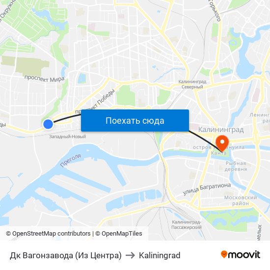 Дк Вагонзавода (Из Центра) to Kaliningrad map