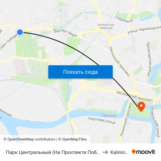 Парк Центральный (На Проспекте Победы, В Центр) to Kaliningrad map