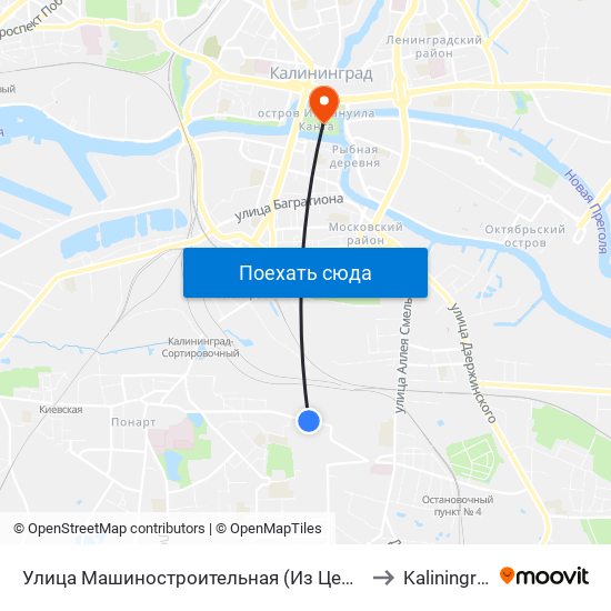 Улица Машиностроительная (Из Центра) to Kaliningrad map