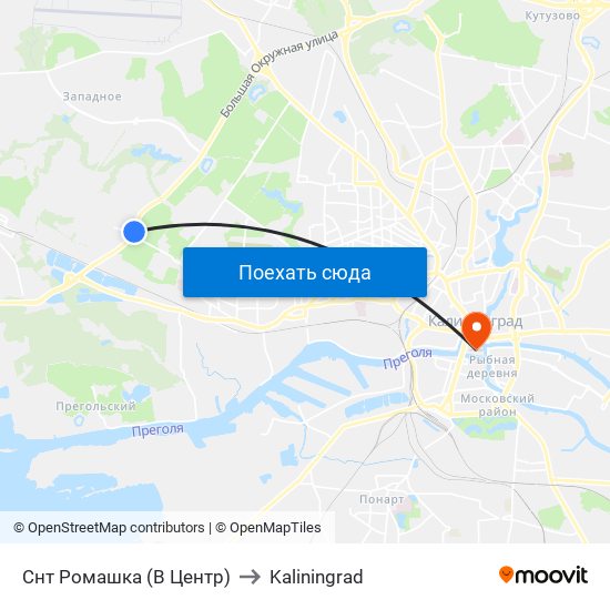 Снт Ромашка (В Центр) to Kaliningrad map