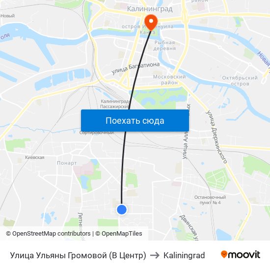 Улица Ульяны Громовой (В Центр) to Kaliningrad map