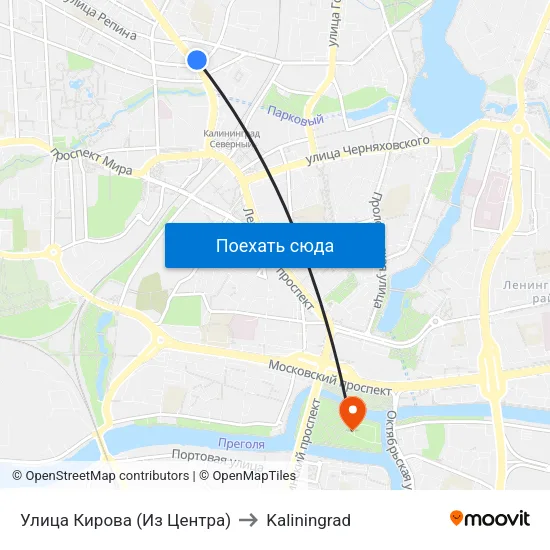 Улица Кирова (Из Центра) to Kaliningrad map