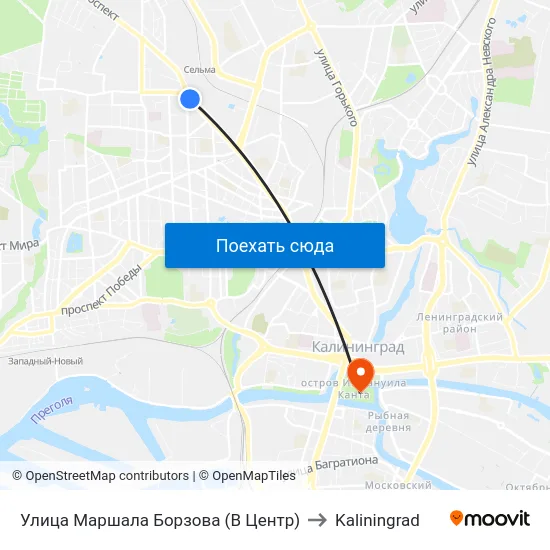Улица Маршала Борзова (В Центр) to Kaliningrad map