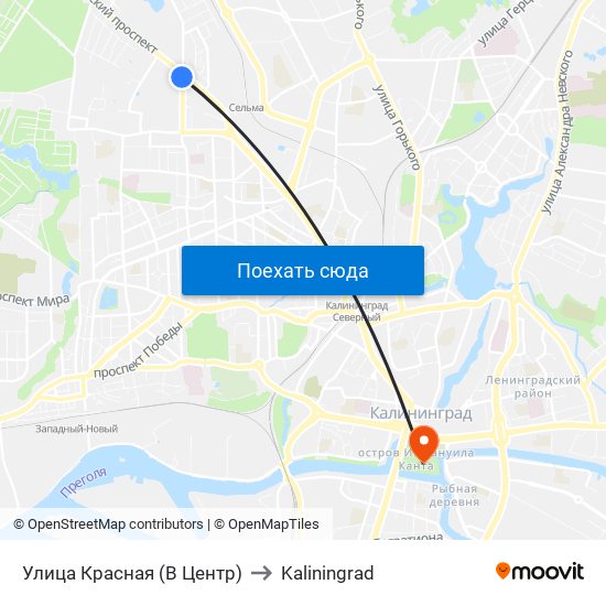 Улица Красная (В Центр) to Kaliningrad map