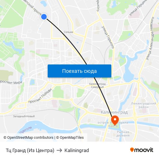 Тц Гранд (Из Центра) to Kaliningrad map