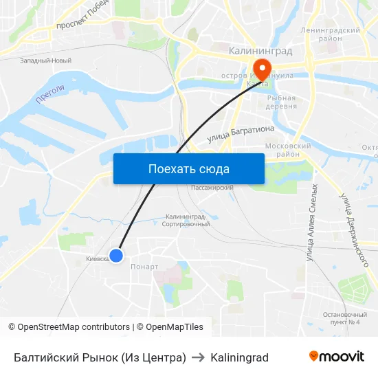 Балтийский Рынок (Из Центра) to Kaliningrad map