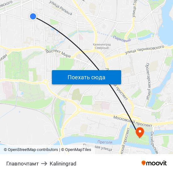 Главпочтамт to Kaliningrad map