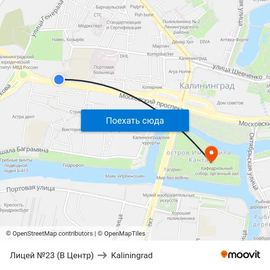 Лицей №23 (В Центр) to Kaliningrad map