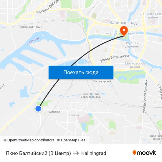 Пкио Балтийский (В Центр) to Kaliningrad map