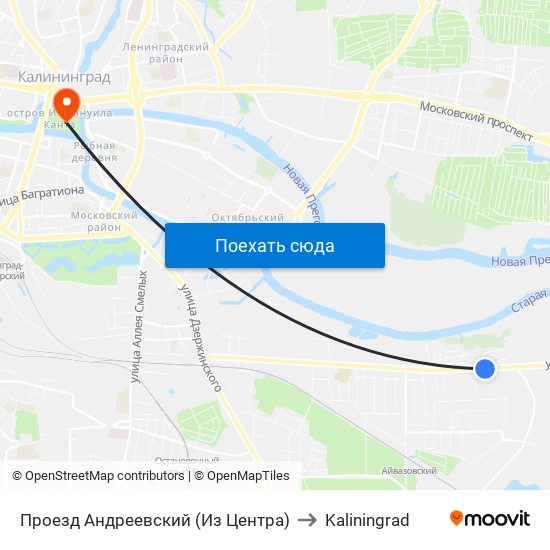 Проезд Андреевский (Из Центра) to Kaliningrad map