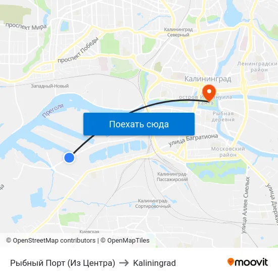 Рыбный Порт (Из Центра) to Kaliningrad map