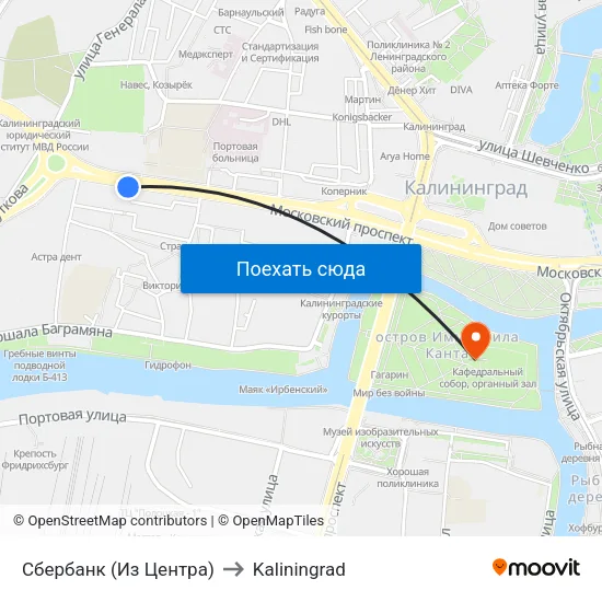 Сбербанк (Из Центра) to Kaliningrad map