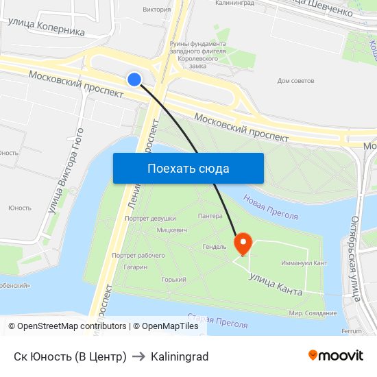 Ск Юность (В Центр) to Kaliningrad map