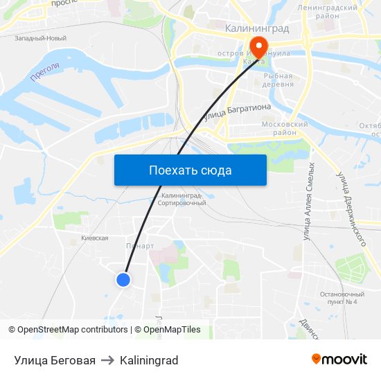 Улица Беговая to Kaliningrad map