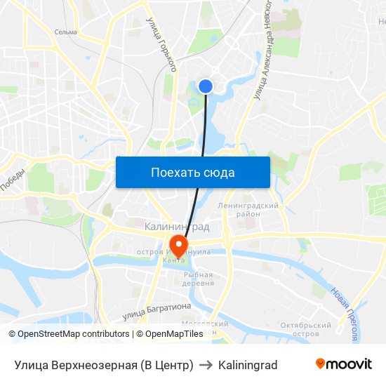 Улица Верхнеозерная (В Центр) to Kaliningrad map