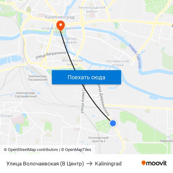 Улица Волочаевская (В Центр) to Kaliningrad map