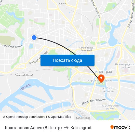 Каштановая Аллея (В Центр) to Kaliningrad map