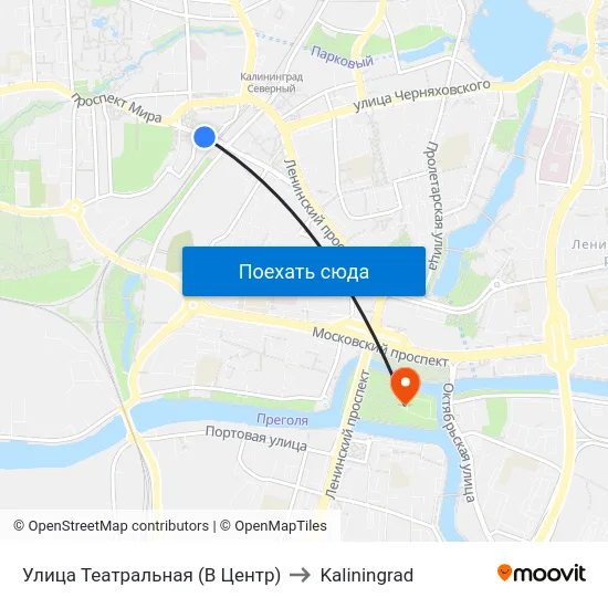 Улица Театральная (В Центр) to Kaliningrad map